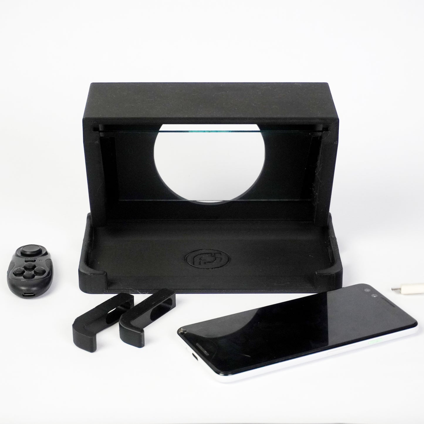 Black 3D Teleprompter with Glass, Remote Control, Smartphone Adapters and Free App